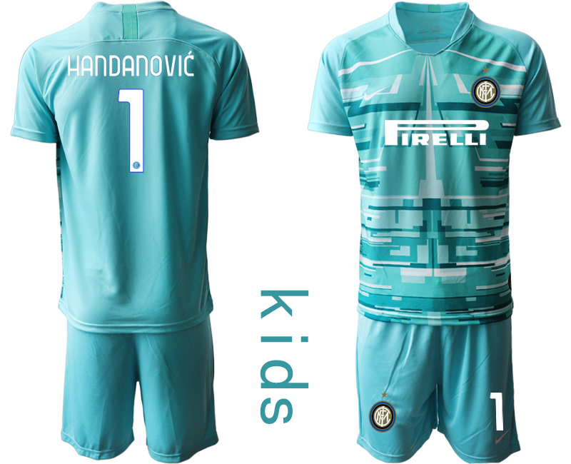 Youth 2020-2021 club Inter Milan blue goalkeeper #1 Soccer Jerseys
